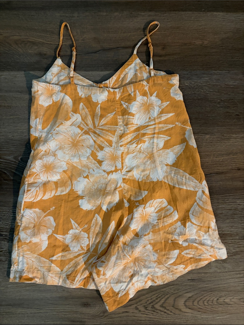 Roxy Mustard Yellow & White Floral Button-Front Romper - Picture 2 of 3